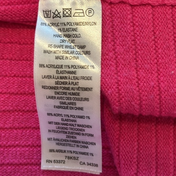 French Connection Babysoft Lena Mock Neck Sweater Fuchsia Hot Pink Size Medium - Picture 6 of 7